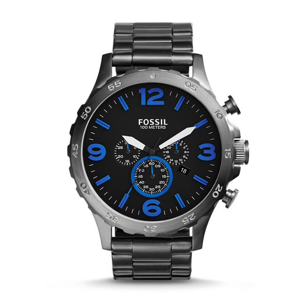 Nate Chronograph Smoke Stainless Steel Watch - Fossil
