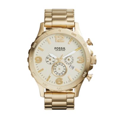 Nate Chronograph Gold-Tone Stainless Steel Watch - JR1479 - Fossil