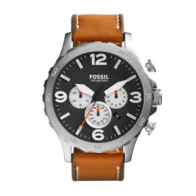 Fossil nate chronograph hot sale leather watch