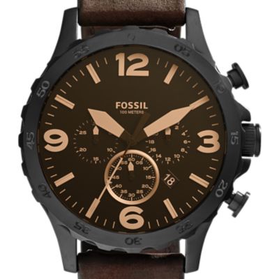 Nate Chronograph Brown Leather Watch