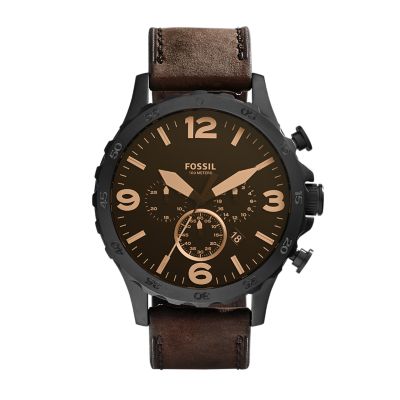 Reloj Nate de piel marrón con, cronógrafo