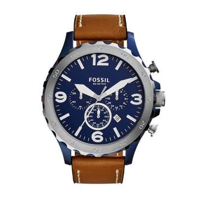 Nate Chronograph Brown Leather Watch - Fossil