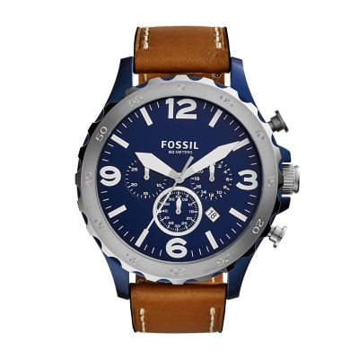 Nate Chronograph Brown Leather Watch - JR1504 - Fossil