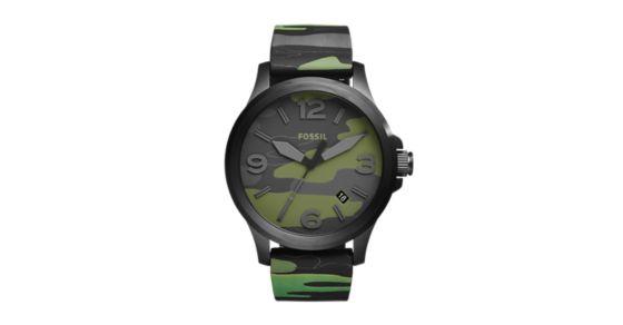 Nate Three-Hand Date Camo Silicone Watch - Fossil