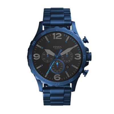 Chronograph Stainless Nate Blue 50mm Steel Watch