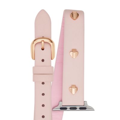 kate spade new york double-wrap blush leather band for apple watch