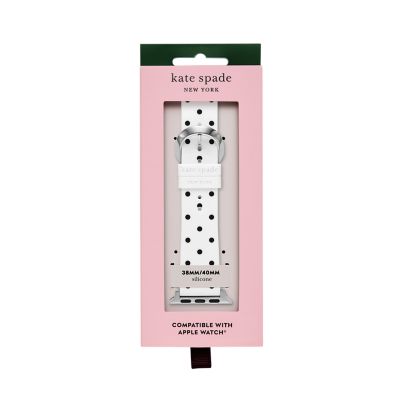 kate spade new york white and black polka dot print silicone 38