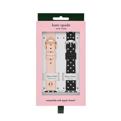 Kate 2024 Spade - Band Gift Set for Apple Watch Blush Leather and Black Dot Silicone