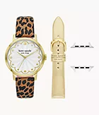ensemble compatible léopard kate spade new york, bracelets de 38/40/41 mm pour apple watchMD avec une tête de montre classique