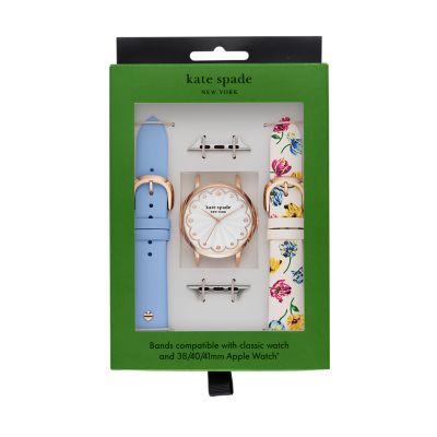 kate spade new york white leather cross-compatible set, 38/40/41mm 