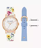 kate spade new york white leather cross-compatible set, 38/40/41mm bands for apple watch® with classic watch head set