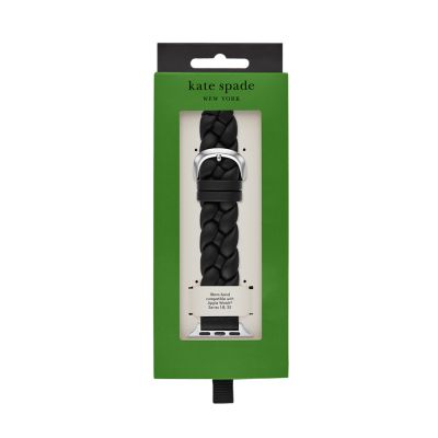 kate spade new york black leather band for apple watch®, 38/40