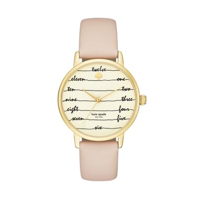 kate spade new york metro three hand vachetta leather watch