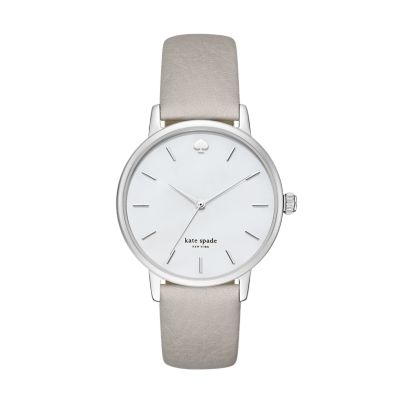 Kate Spade New York Women's Metro Three-Hand Grey Leather Watch - Grey