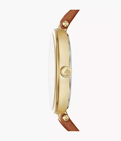 kate spade new york holland three-hand luggage leather watch 