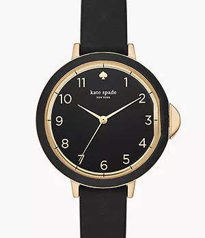 kate spade new york gold-tone and black silicone park row watch