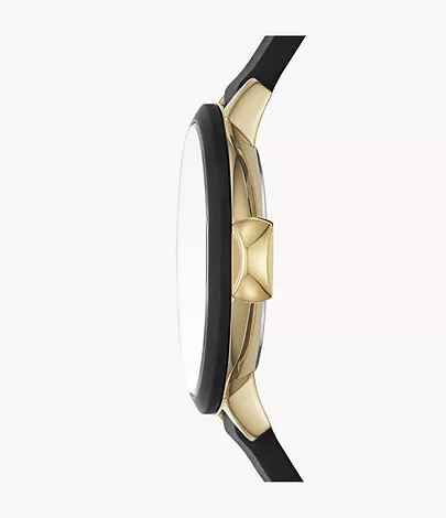 kate spade new york gold-tone and black silicone park row watch 