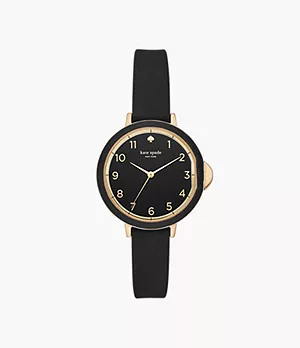 kate spade new york gold-tone and black silicone park row watch