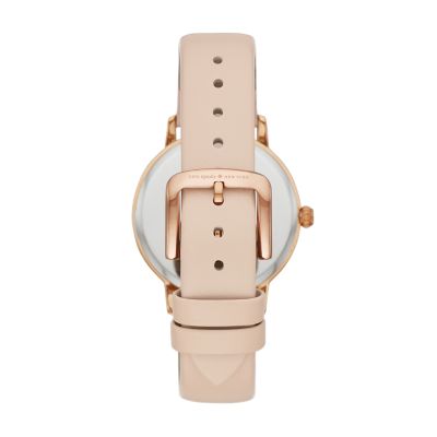 kate spade new york metro three-hand vachetta leather watch