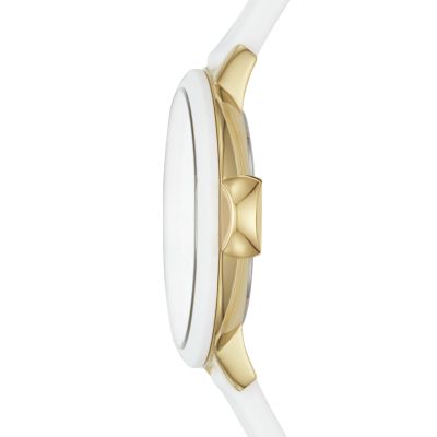 kate spade new york park row three-hand white silicone watch