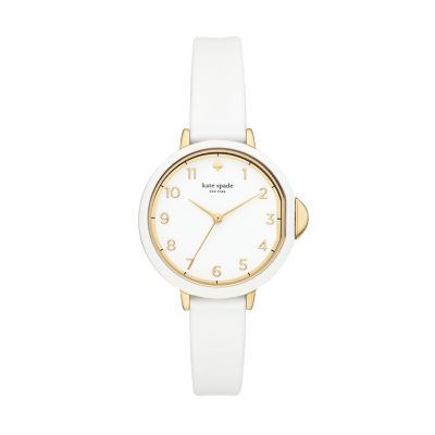 kate spade new york park row three-hand white silicone watch