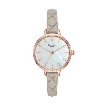 kate spade new york metro three hand pink leather watch KSW1733