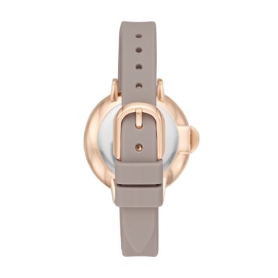 kate spade new york park row three-hand warm taupe silicone watch