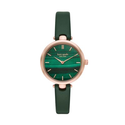 kate spade new york holland two hand green leather watch KSW1529