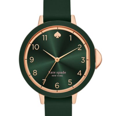 Montre Park Row de Kate Spade New York à trois aiguilles en silicone vert mat