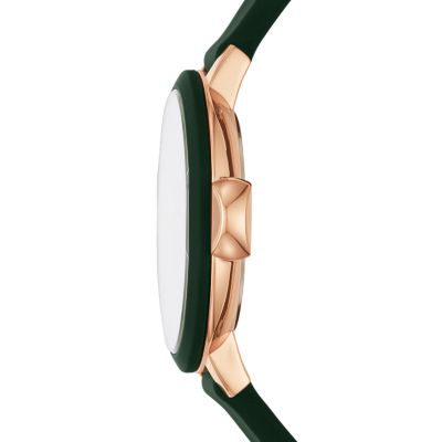 kate spade new york park row three-hand matte green silicone watch