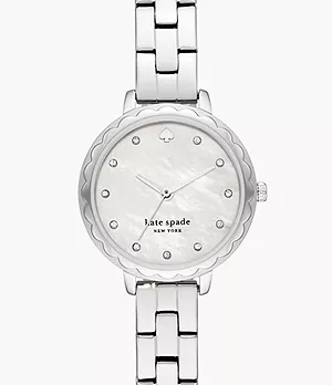 kate spade new york morningside scallop three-hand stainless steel watch
