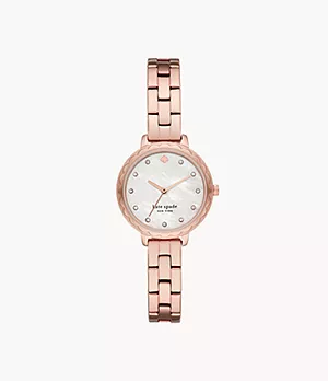 kate spade new york morningside scallop three-hand rose gold-tone stainless steel watch