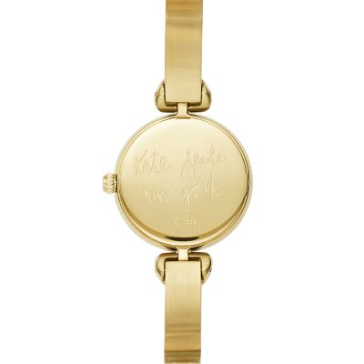kate spade new york hollis three-hand black enamel gold-tone