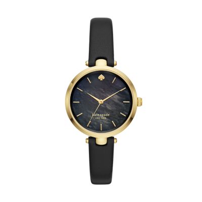 kate spade new york holland three-hand black leather watch - KSW1769 -  Watch Station