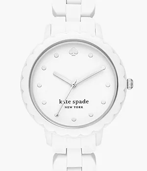 kate spade new york morningside three-hand white silicone watch