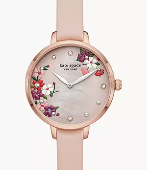 kate spade new york metro two-hand blush leather watch