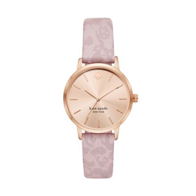 kate spade new york metro three hand vachetta leather watch