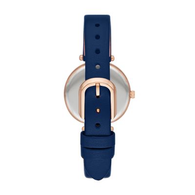 kate spade new york holland three-hand blue leather watch