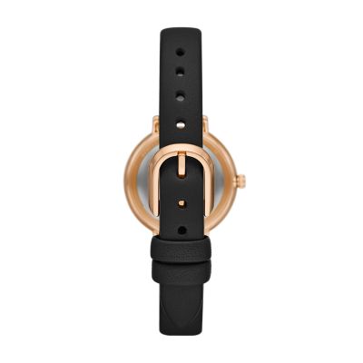 Kate Spade New York Morningside Black Leather Watch and Topring