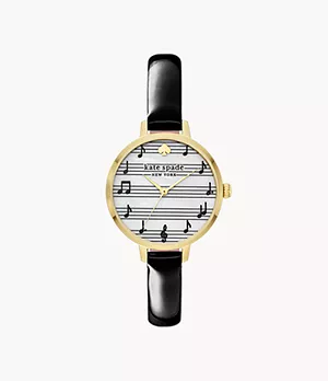kate spade new york Uhr Metro 3-Zeiger-Werk Music Note Leder schwarz