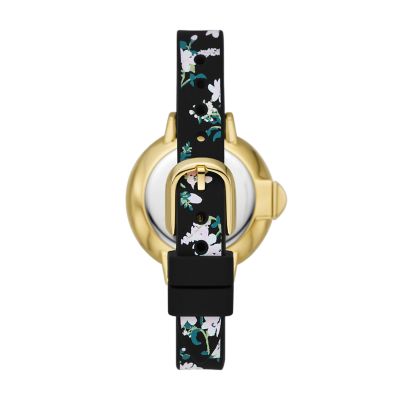 Kate Spade New York Park Row Three-Hand Black Floral Silicone ...