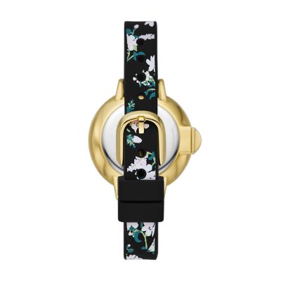 Kate Spade New York Park Row Three Hand Black Floral Silicone