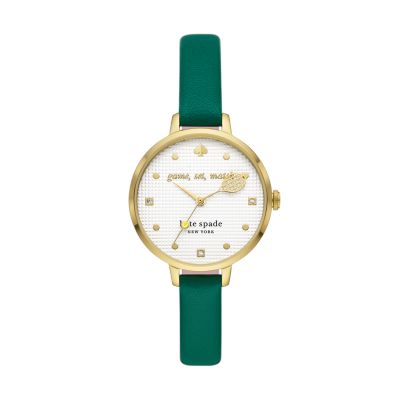 kate spade new york metro three-hand flower watch and earring set 