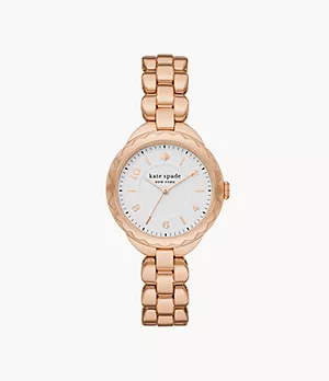 kate spade new york morningside three-hand rose gold-tone stainless steel watch