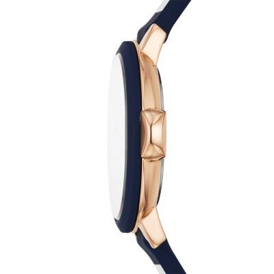 kate spade new york park row three-hand stripe silicone watch