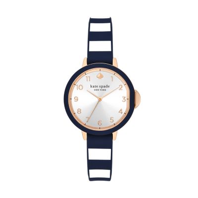 kate spade new york park row three-hand stripe silicone watch