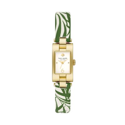 kate spade new york brookville three-hand green palm leaf leather watch -  KSW1749 - Watch Station