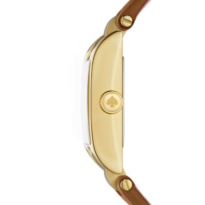 kate spade new york brookville three-hand brown leather watch
