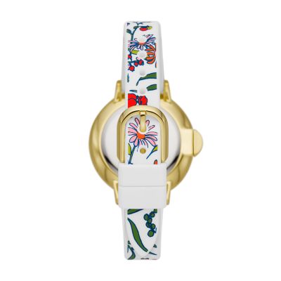 kate spade new york park row three-hand white floral silicone