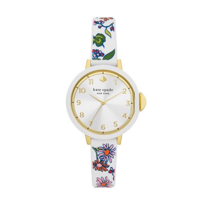 kate spade new york park row three-hand white floral silicone watch -  KSW1753 - Watch Station
